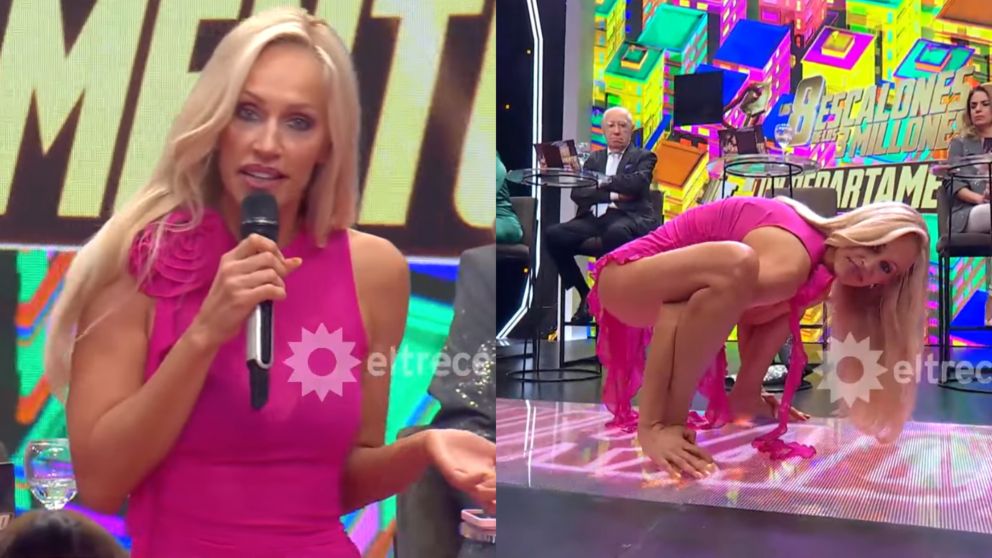 Ingrid Grudke casi se accidenta en "Los 8 escalones". (Captura El Trece)