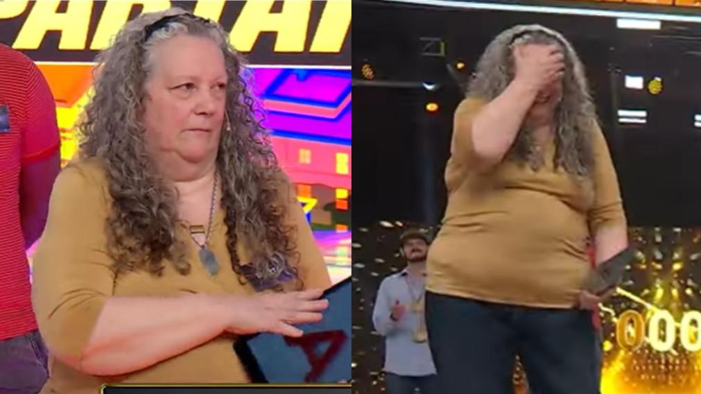 La emoci�n de una participante de "Los 8 Escalones" (Foto captura de El Trece).
