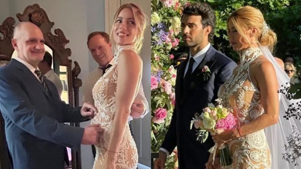 El vestido de novia de Nicole Neumann (Instagram/@nikitaneumannoficial y RS Fotos).
