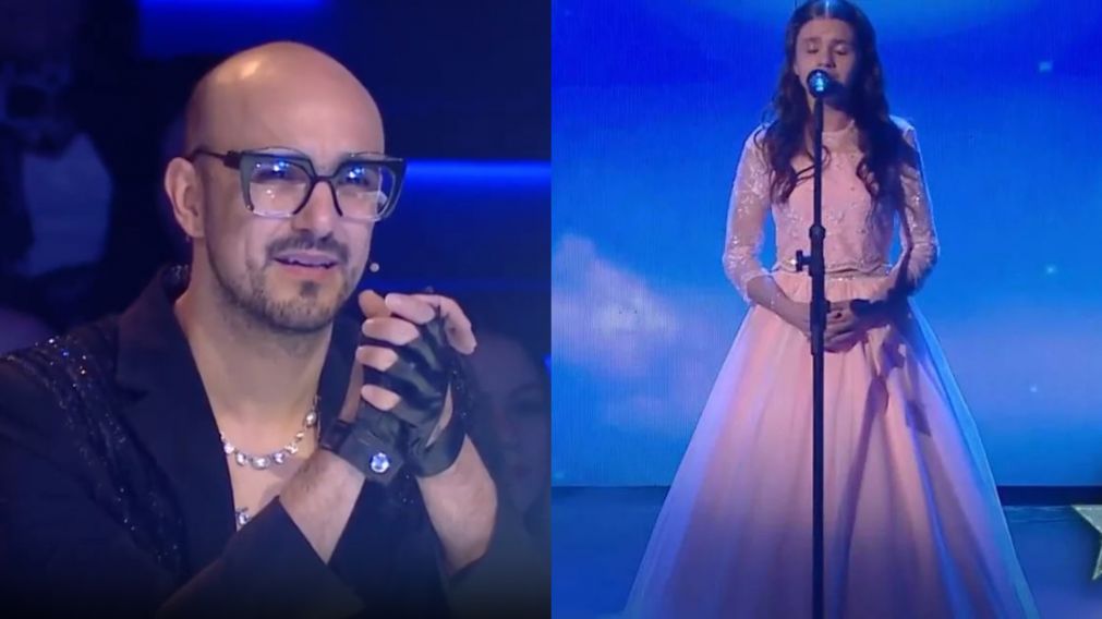 Abel Pintos se emocionó con la voz de una pequeña participante. (Telefe)