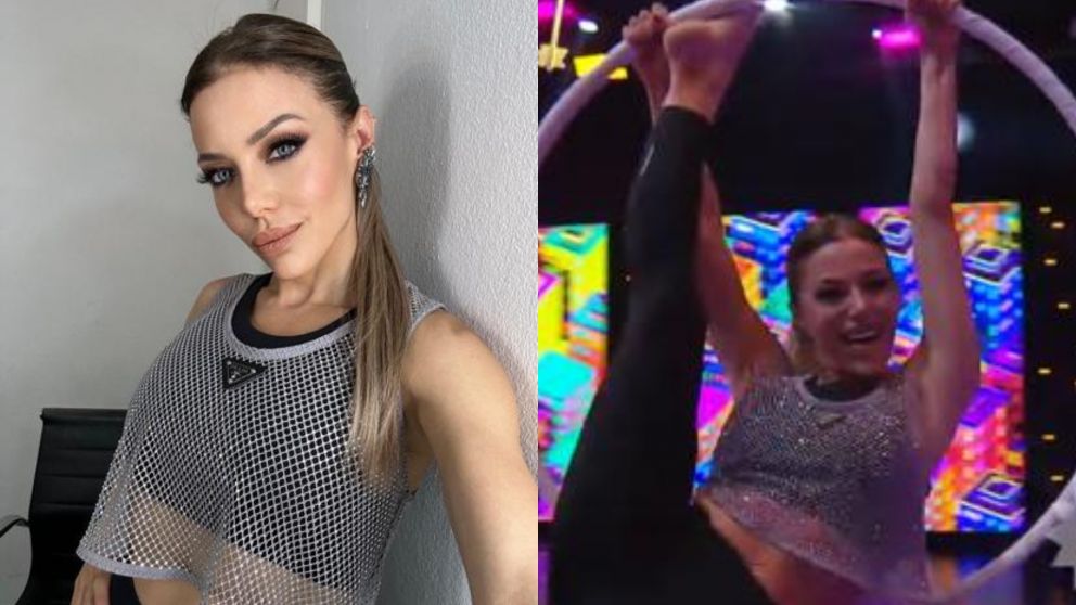 Evangelina Anderson cautivó a un participante con su destreza para la danza aérea, en "Los 8 Escalones". (Foto: El Trece e Instagram/ @evangelinaanderson).