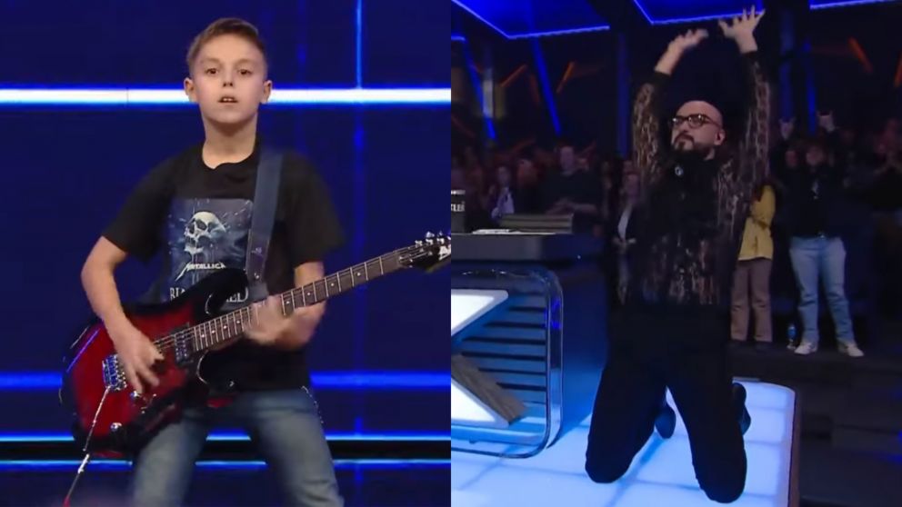 Abel Pintos alab� al peque�o guitarrista en "Got Talent 2023". (Captura Telefe)