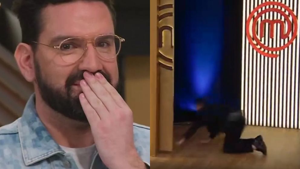 Damián Betular sufrió una desopilante caída en "MasterChef".