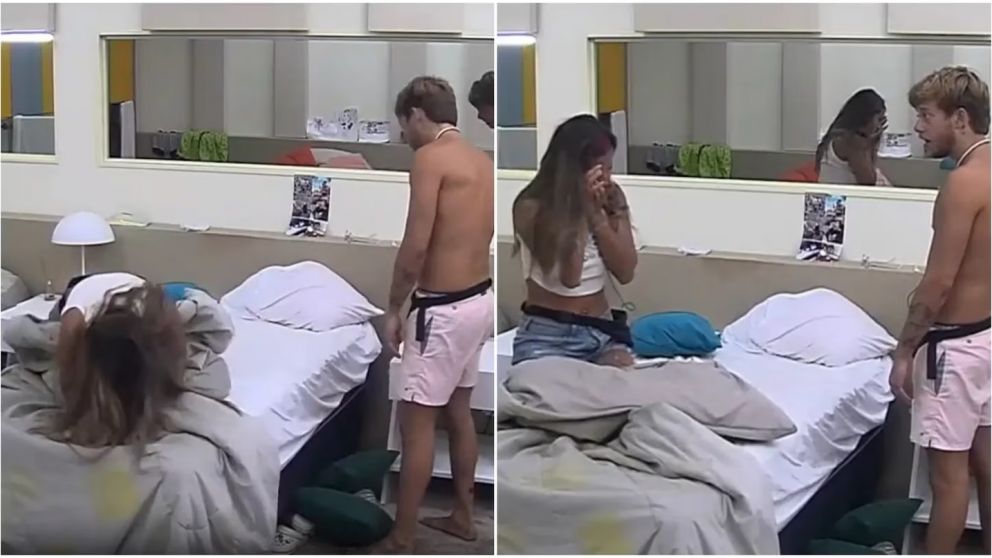 Nacho y Julieta de Gran Hermano luego de la broma que salió mal.