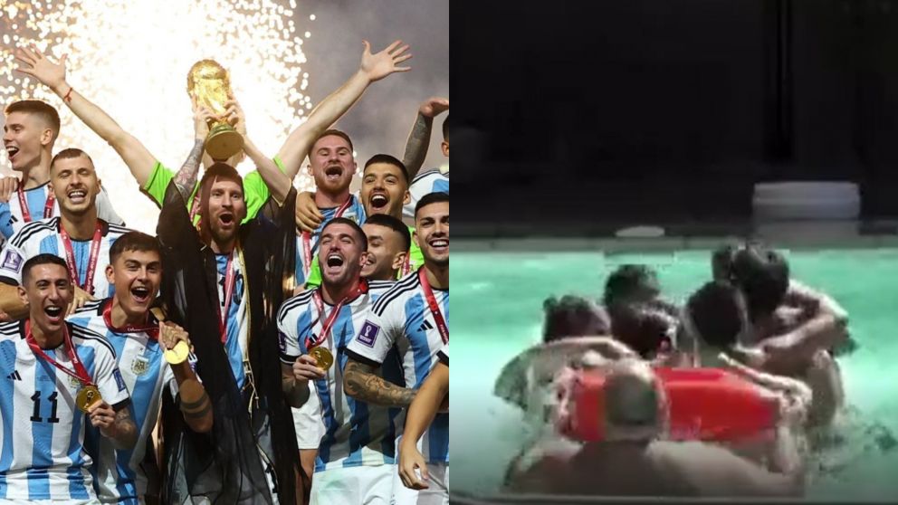 Argentina campeón del mundo: los participantes de "Gran Hermano 2022" festejaron en la pileta.