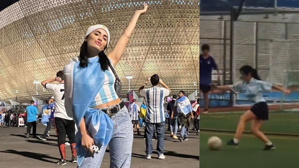 Lali Espósito sorprendió en Qatar con su habilidad en el fútbol.