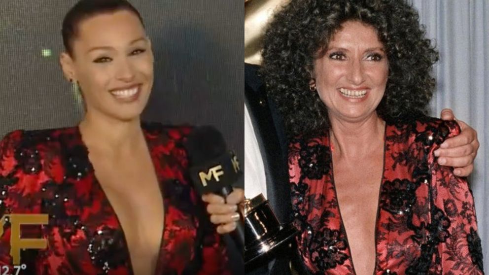 Pampita lució el vestido de Norma Aleandro en los Martín Fierro 2022.