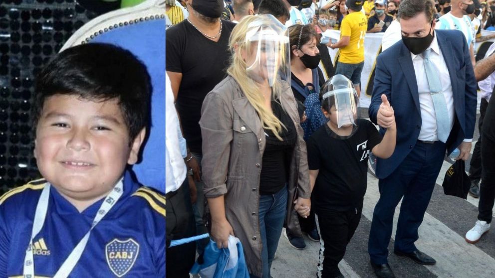 El menor de los hijos del Diez estuvo en la marcha junto a Verónica Ojeda. (Fernando Pérez Re/Crónica)