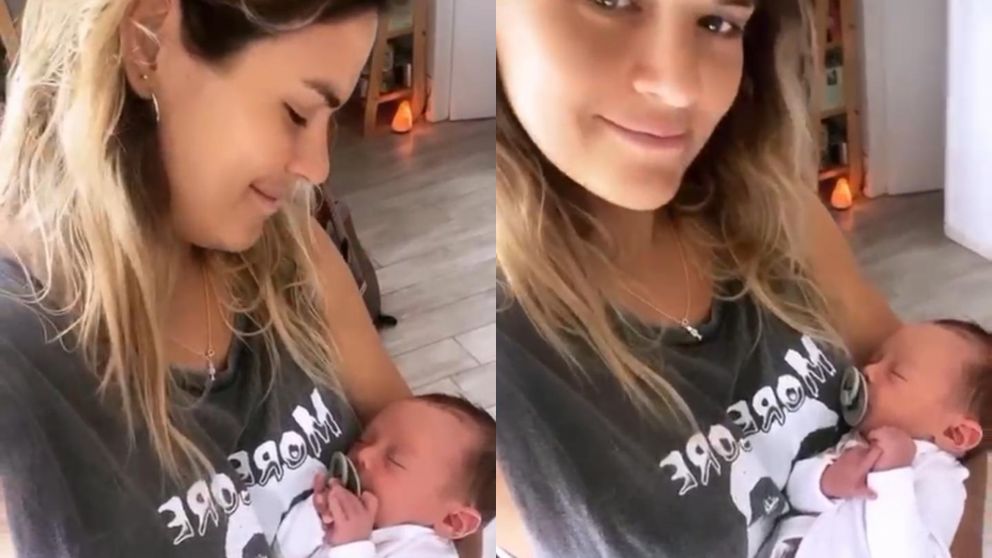 El emotivo video de la actriz con su hijo recién nacido.