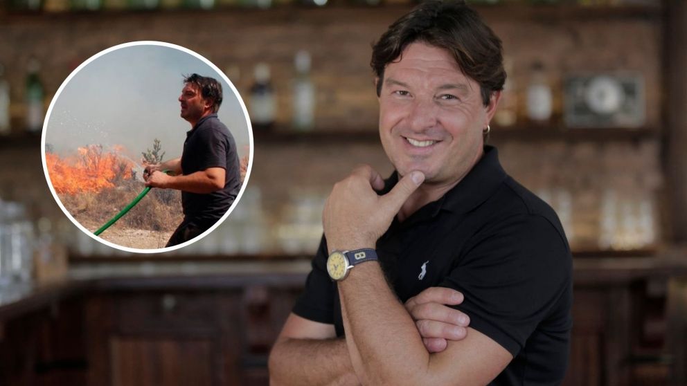 Impactantes imágenes de Damian de Santo en medio del incendio.