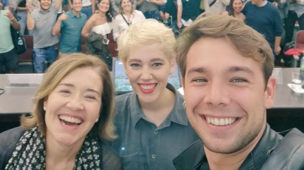 Carlos Cuevas, Azul Fernández, María Pujalte en la avant premier de "Merlí Sapere Aude".