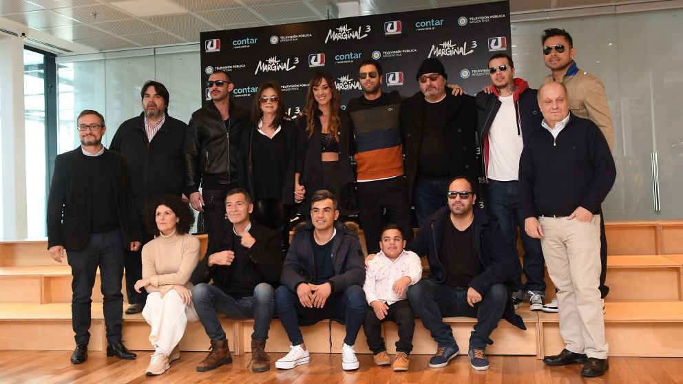 El elenco de "El Marginal", en la presentación. (Foto: Rubén Paredes/Crónica).