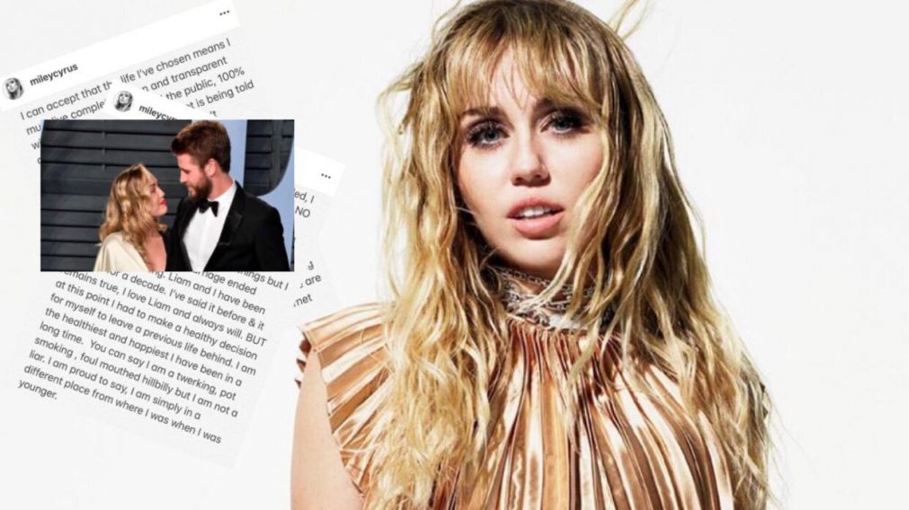 Miley Cryrus realizó un fuerte descargo tras su separación con Liam Hemsworth.