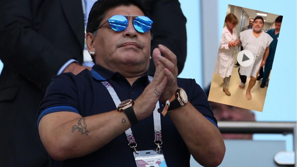 Emocionante video de los primeros pasos de Diego Maradona tras su operación de rodilla.