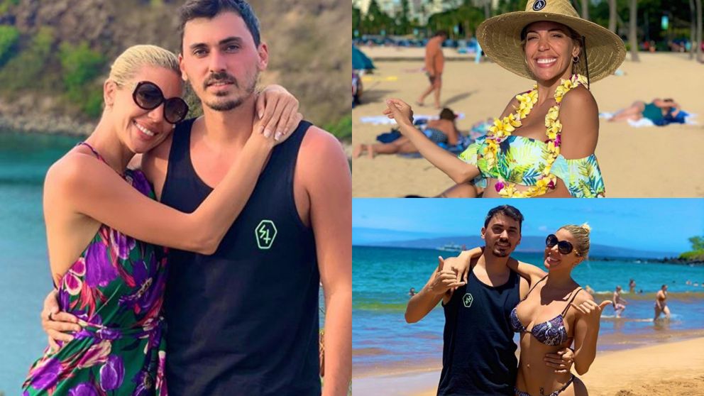 Virginia Gallardo y Martín Rojas, muy enamorados en Hawaii.