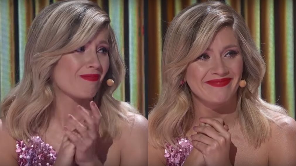 La bailarina argentina se emocion� en la televisi�n mexicana.