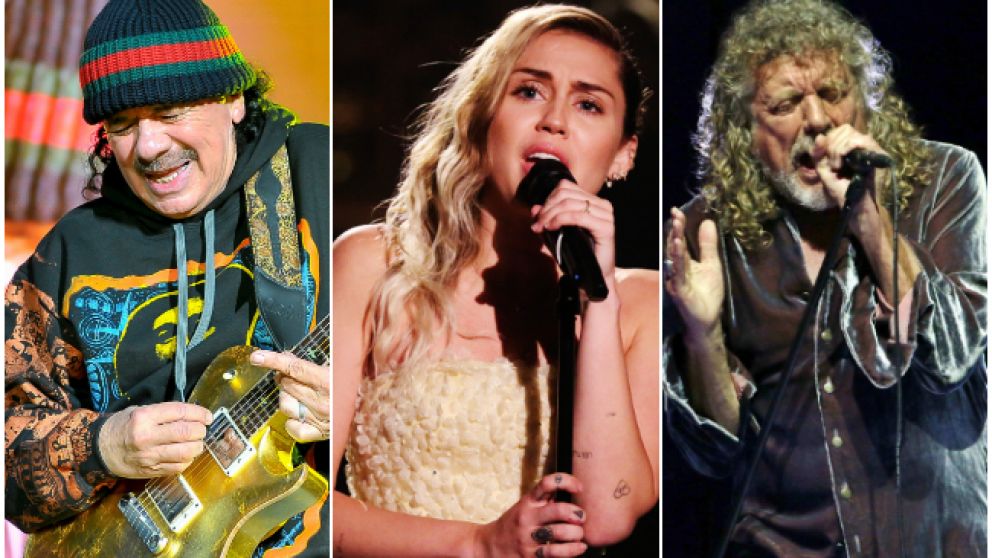 Figuras para todos los gustos: Santana, Miley Cyrus y Robert Plant.
