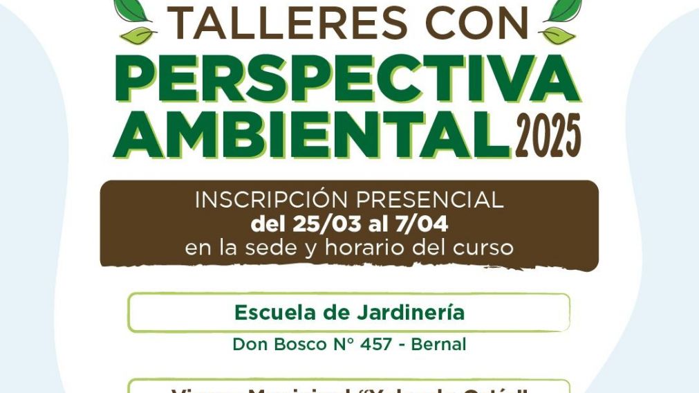 Último día para inscribirse a los talleres con perspectiva ambiental: cómo hacerlo