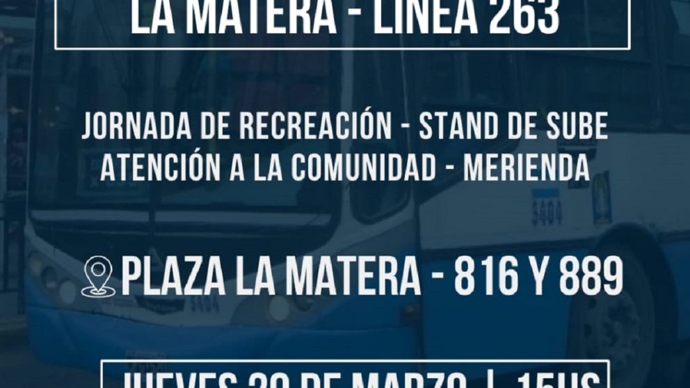 Presentan de manera oficial el nuevo ramal "La Matera" de la línea 263 y entregarán SUBE gratis