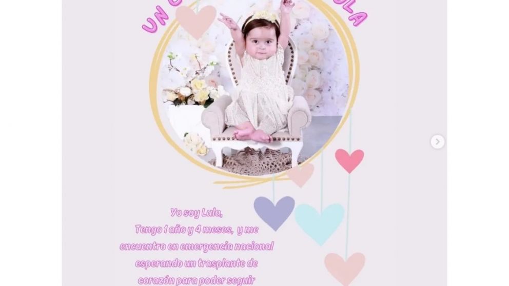 Lucía tiene un año y tres meses y necesita un trasplante de corazón urgente