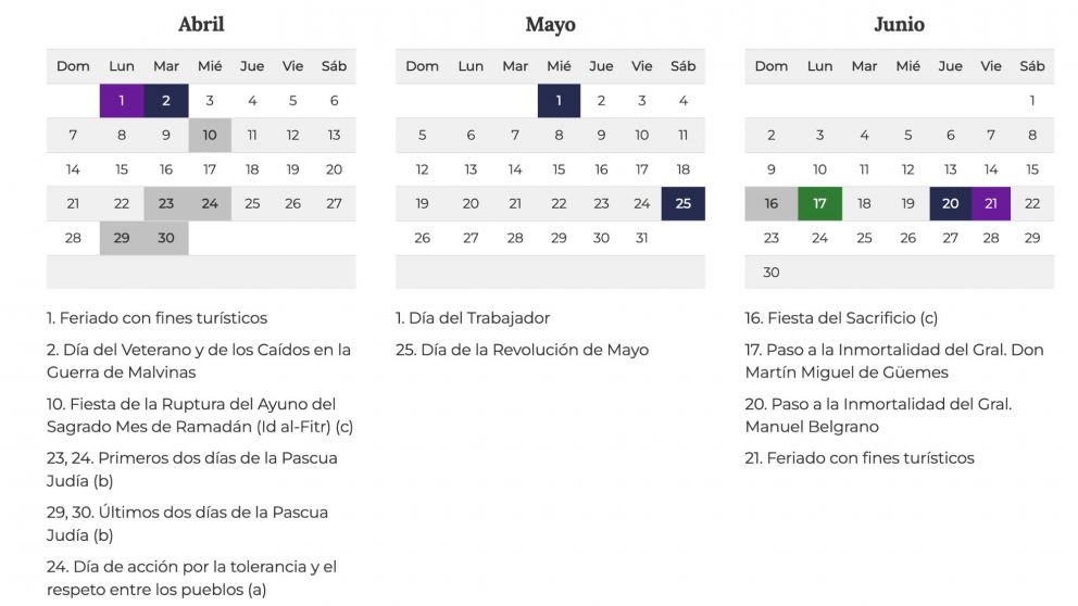 Qué días se trabaja en el feriado largo según el gobierno.