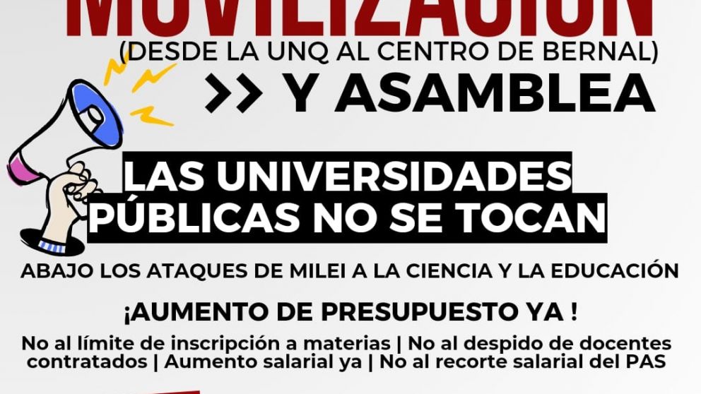 Marcha en Bernal por el ajuste en la Universidad de Quilmes