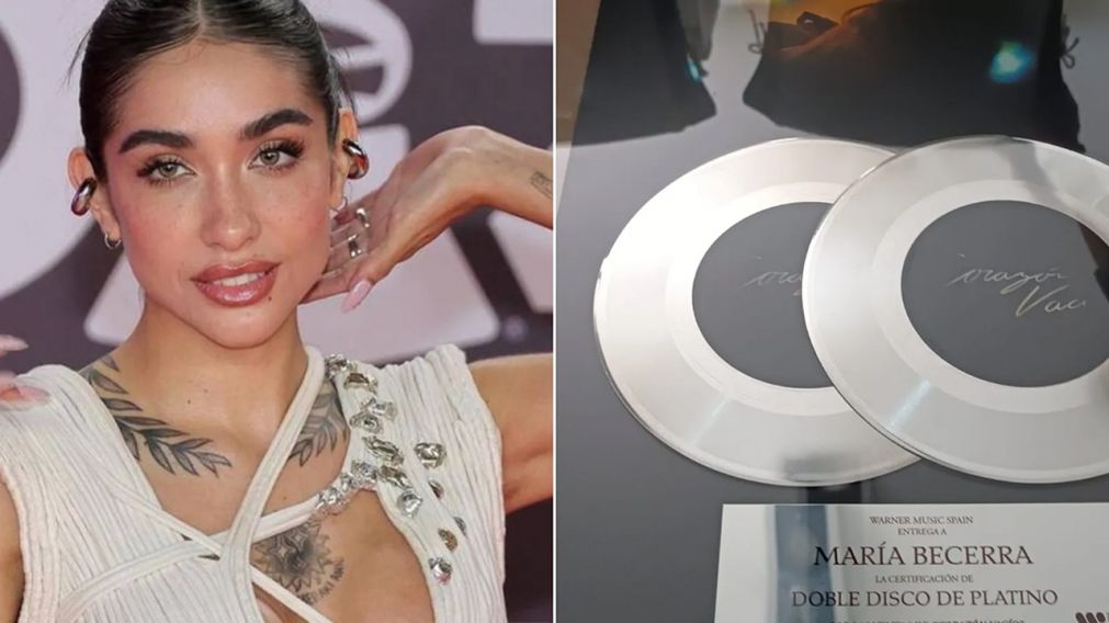 Maria Becerra recibió un cuadro con los discos de platino que le habían robado