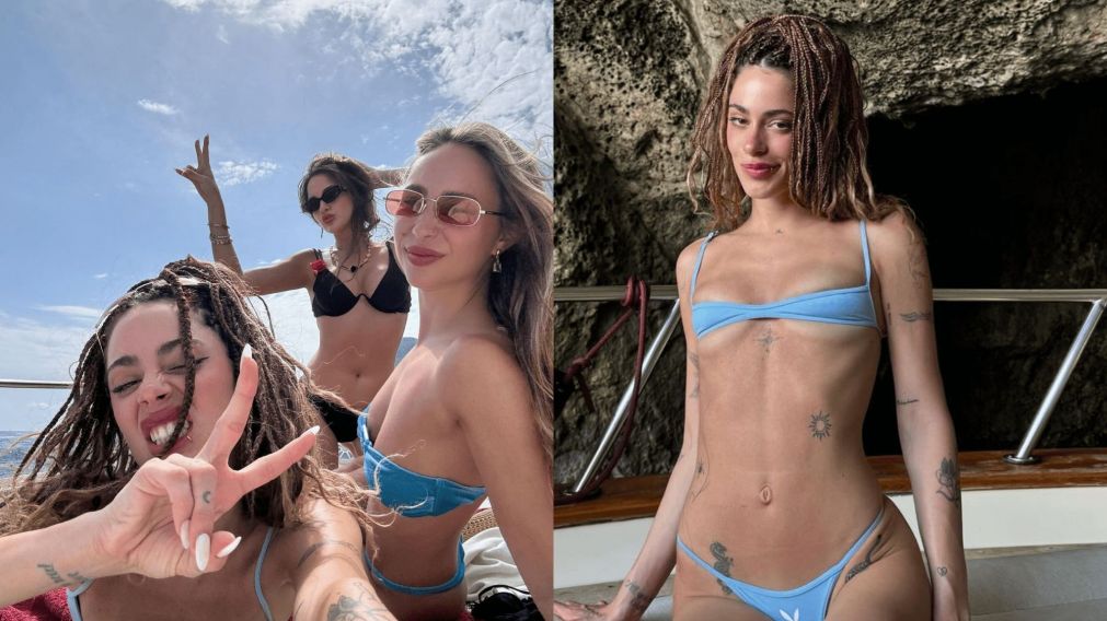 Tini se jugó con un bikini diminuto en sus vacaciones.