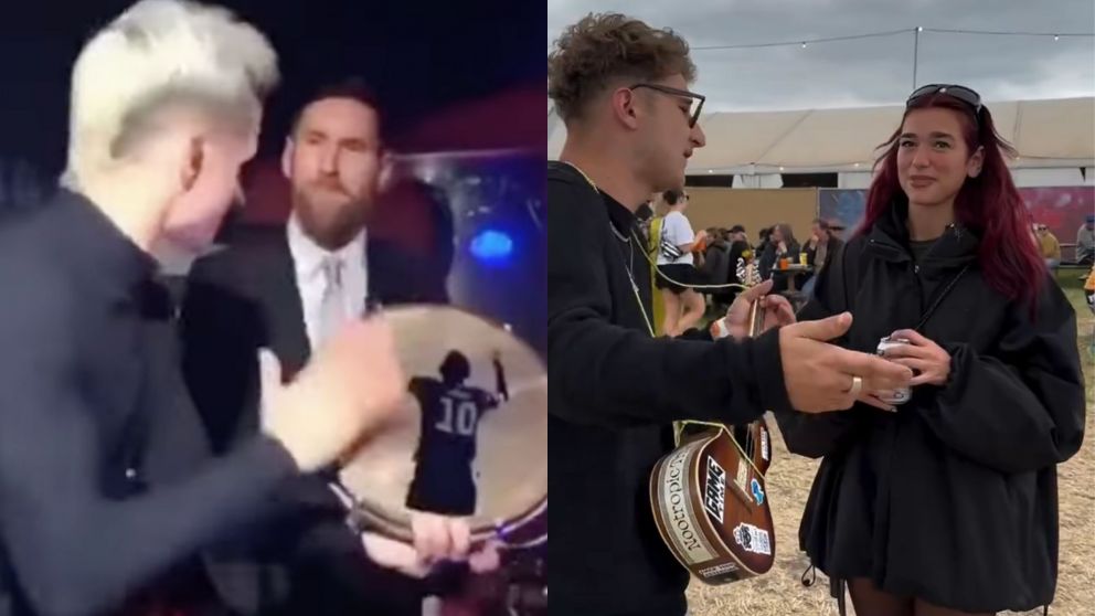 Unidos por la incomodidad: Comaparan a Dua Lipa con Lionel Messi por un momento insólito