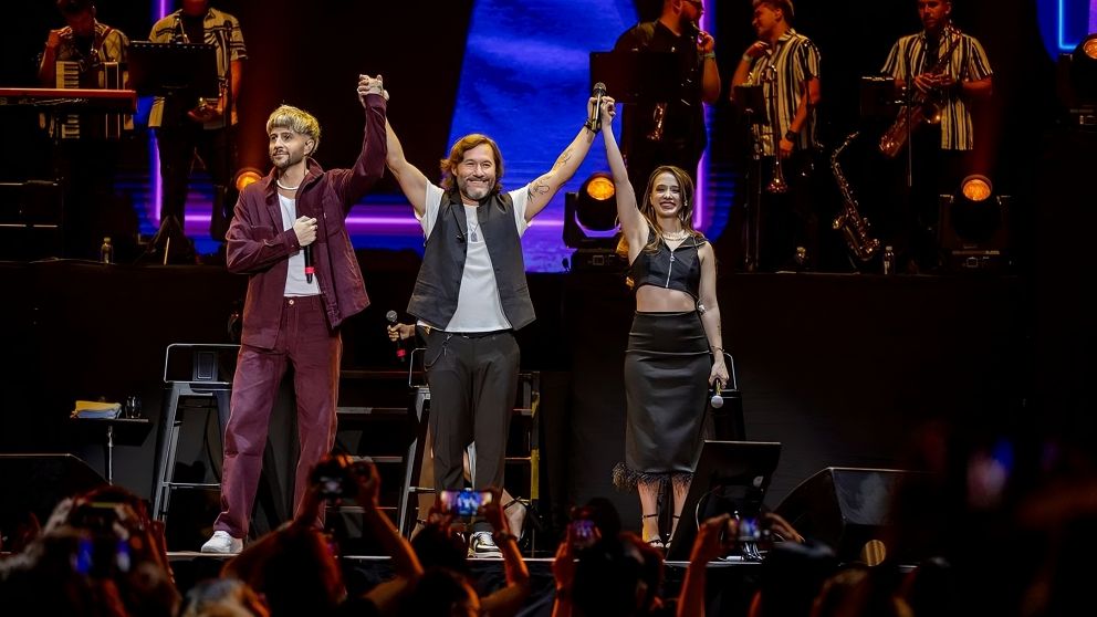 Benja, Diego y �ngela; los Torres unidos por la m�sica en este lanzamiento.
