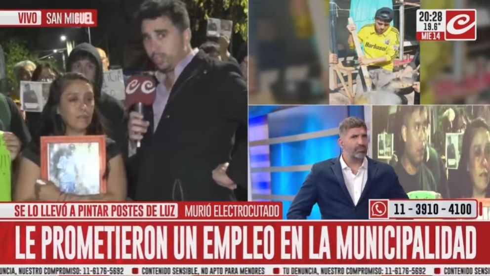 Denuncian la muerte de dos personas electrocutados en un poste de luz de San Miguel.