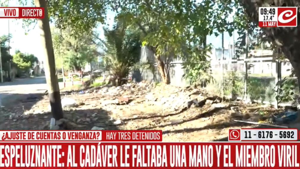 El móvil de Crónica presente en el lugar del macabro hallazgo.
