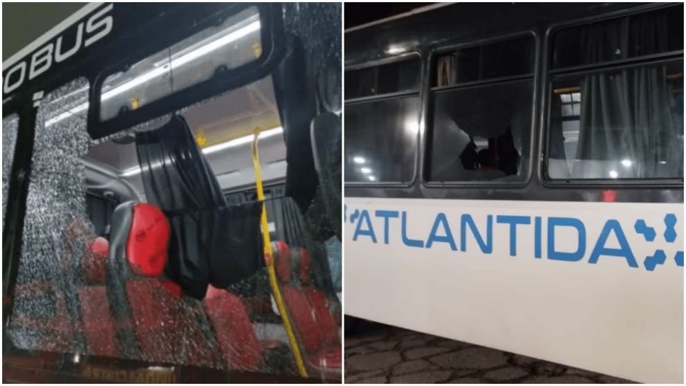 Unidades de la l�nea 57 atacados en el marco del paro de colectivos de la UTA.