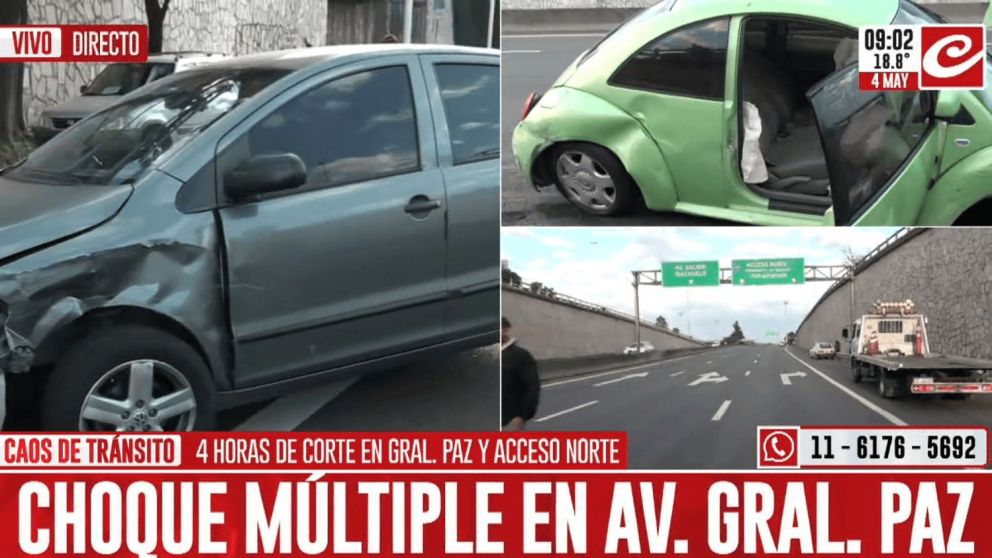 Tremendo choque entre cuatro autos en la avenida General Paz: ¿Corrían una picada?
