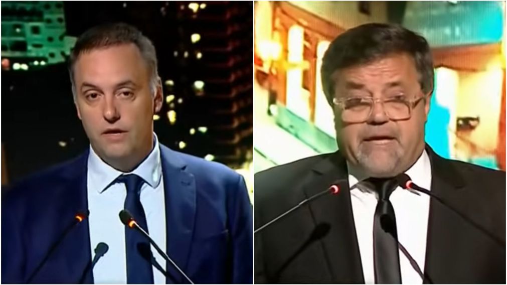 Manuel Adorni y Caruso Lombardi durante el debate.