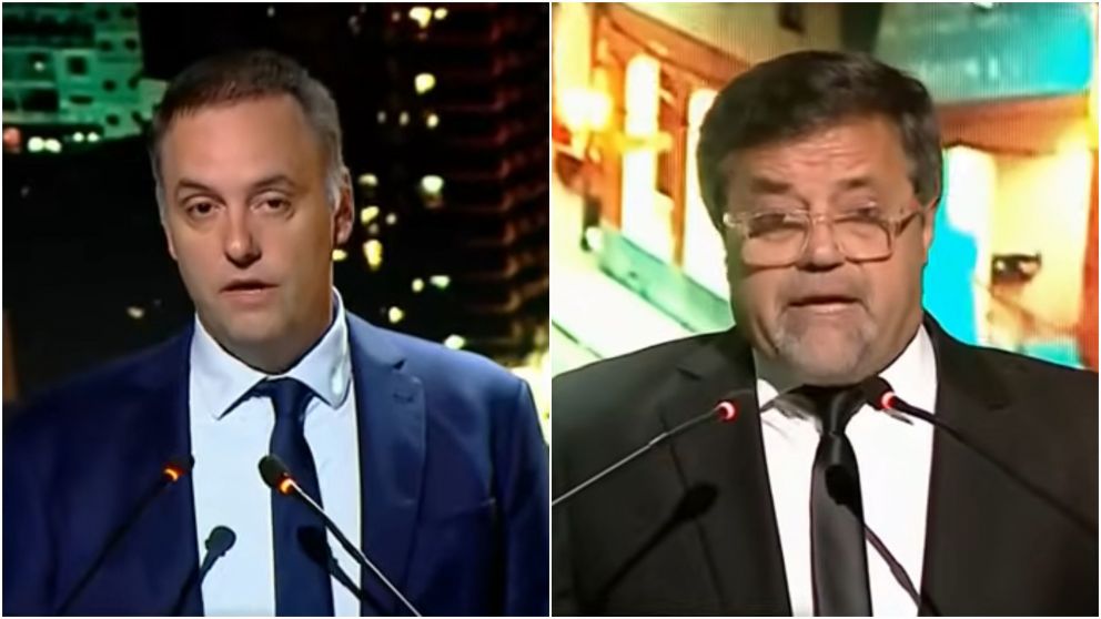 Manuel Adorni y Caruso Lombardi durante el debate.