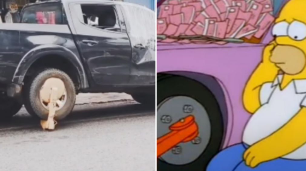 Le metieron un cepo en la rueda y se la quiso llevar igual.