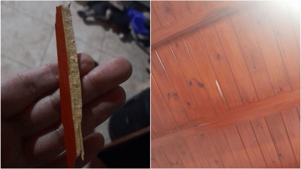 La bala rompió el techo y pudo haber matado a un inocente.