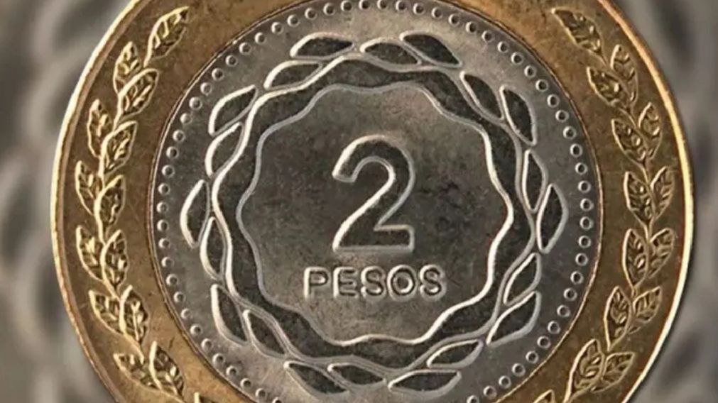 Una moneda de dos pesos que vale fortuna.