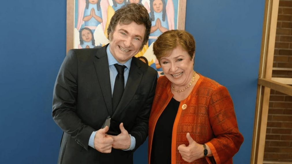 El presidente Javier Milei y la directora gerente del FMI, Kristalina Georgieva (Archivo).