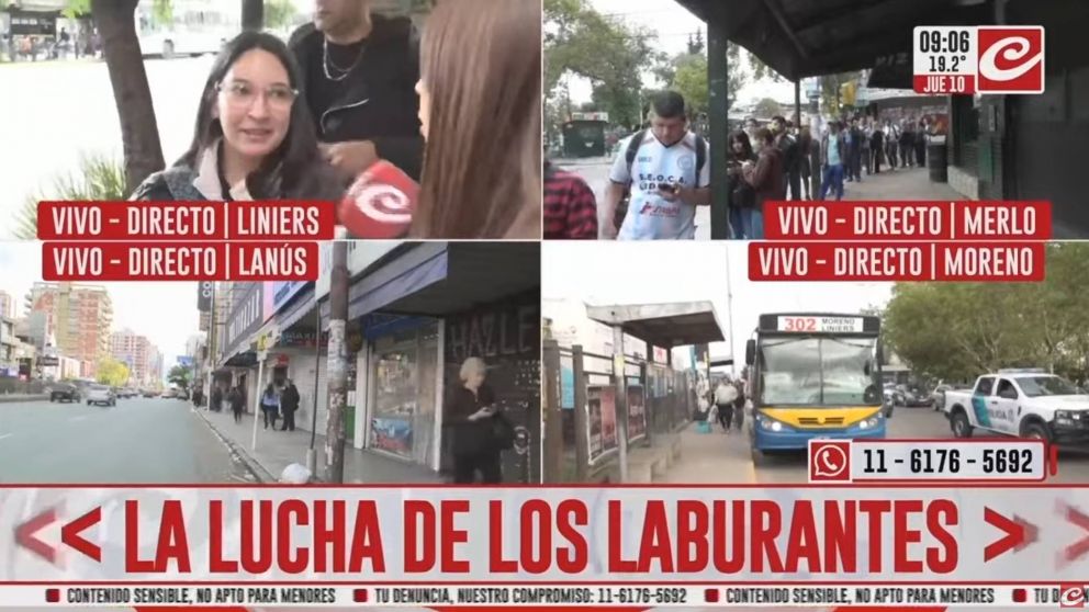 Largas filas en las paradas de colectivos.