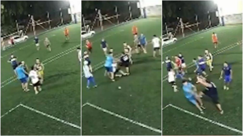 Una cámara de seguridad captó la pelea.