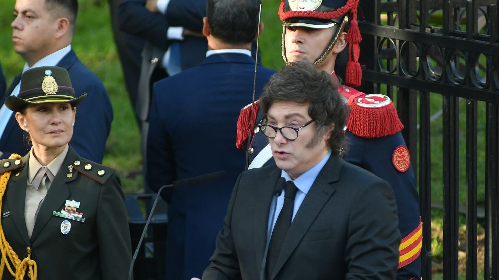 Javier Milei encabezó el acto central por el 43° aniversario del inicio de la Guerra de Malvinas (NA).