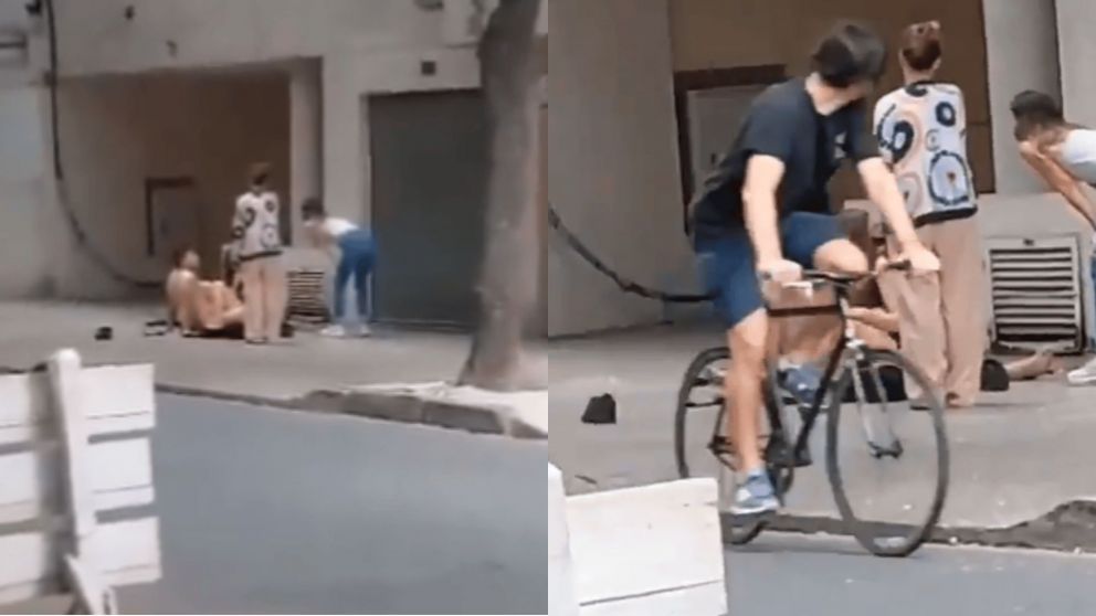 Sin pudor alguno, la pareja tuvo sexo en pleno corazón de Rosario y el video del momento recorrió las redes sociales (Captura).