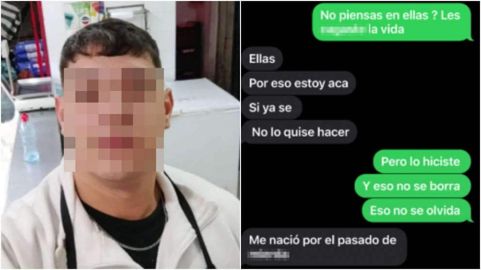 El acusado y el chat donde reconoció el abuso.