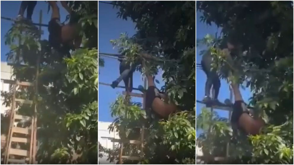 El dramático rescate fue filmado por un testigo.