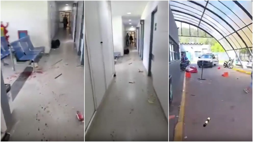 Así quedó el interior del hospital donde se enfrentaron los violentos.