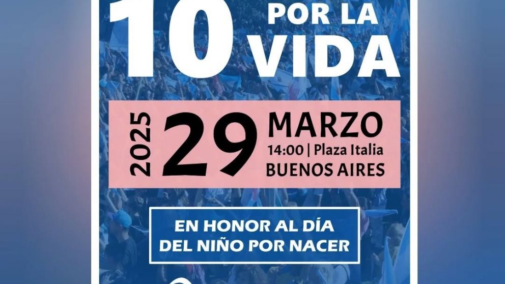 Este sábado se realizará una nueva edición de la Marcha por la Vida.
