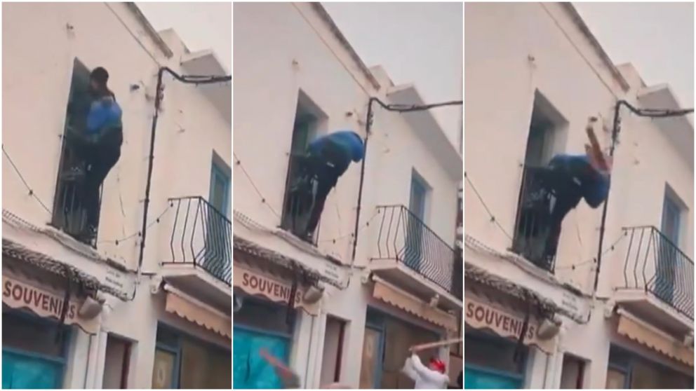 El okupa intentó ingresar por el balcón rompiendo una ventana.