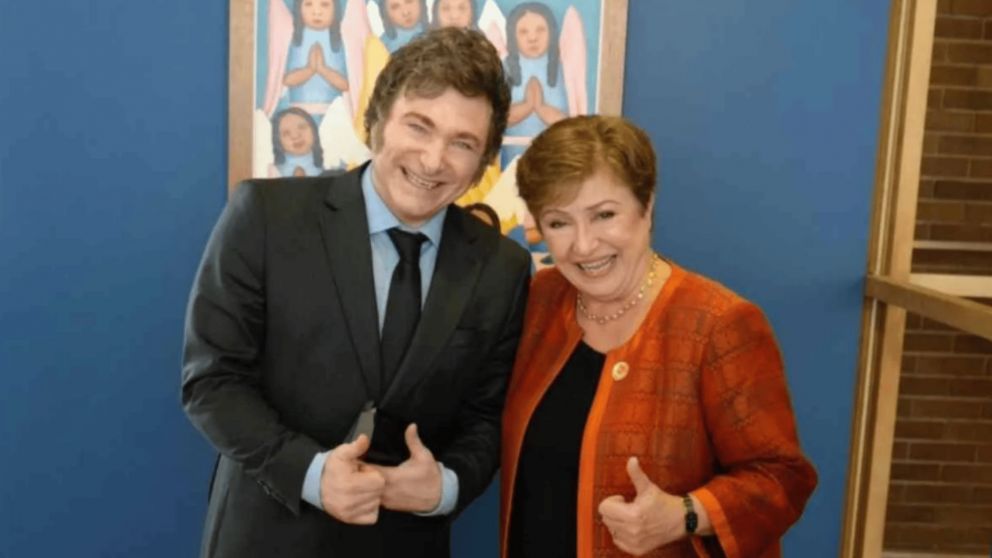 Javier Milei junto a Kristalina Georgieva.